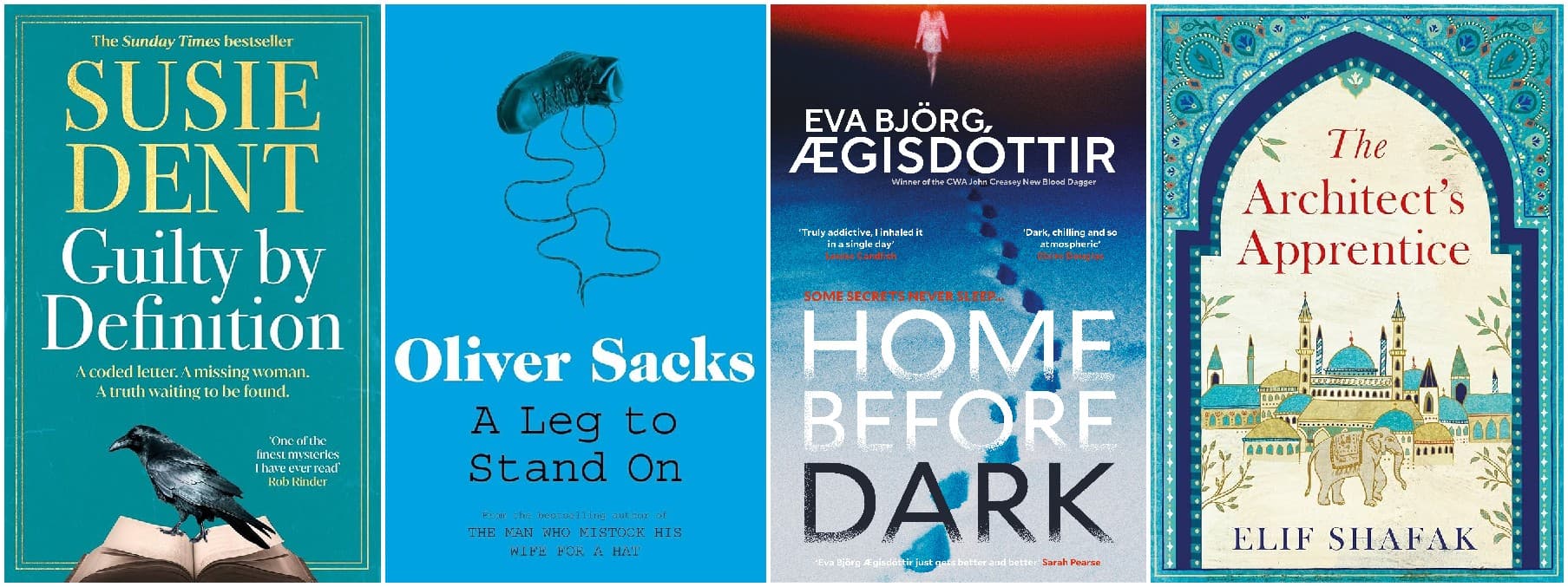 Guilty by Definition, A Leg to Stand On, Home Before Dark, The Architect's Apprentice